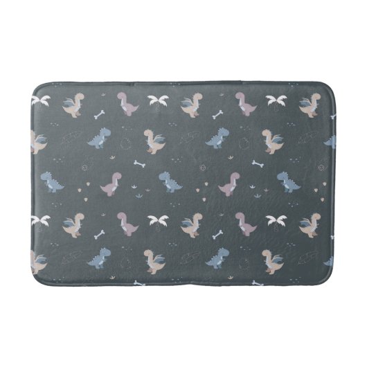 Niedliches Dino Patern Bluish Gray Bath Mat Badematte (Vorderseite)