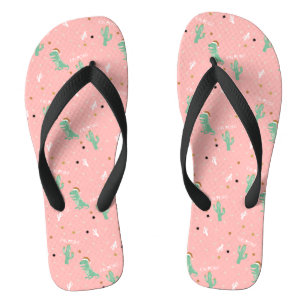 Niedliches Dino und Kaktus On point Badesandalen