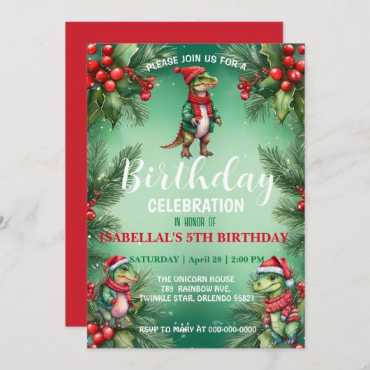 Niedliches Dino Weihnachten Weihnachten Weihnachte Save The Date (Vorne/Hinten)