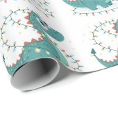 Niedliches Dino Weihnachtslicht Kinder & Junge Geschenkpapier (Rolleneckpunkt)