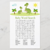 Niedliches Dinosaur Baby Dusche Word Search Game (Vorderseite)