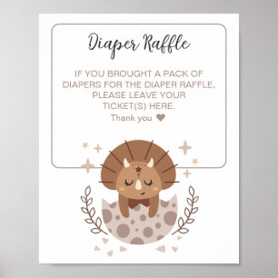 Niedliches Dinosaur Boho Babydusche Windeln Raffel Poster