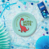 Niedliches Dinosaur Dino-Mite-Geburtstagsdesign Pappteller (Party)