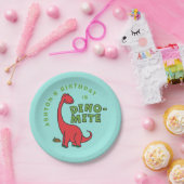 Niedliches Dinosaur Dino-Mite-Geburtstagsdesign Pappteller (Party)