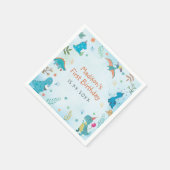 Niedliches Dinosaurier 1. Geburtstags-Party Serviette (Ecke)