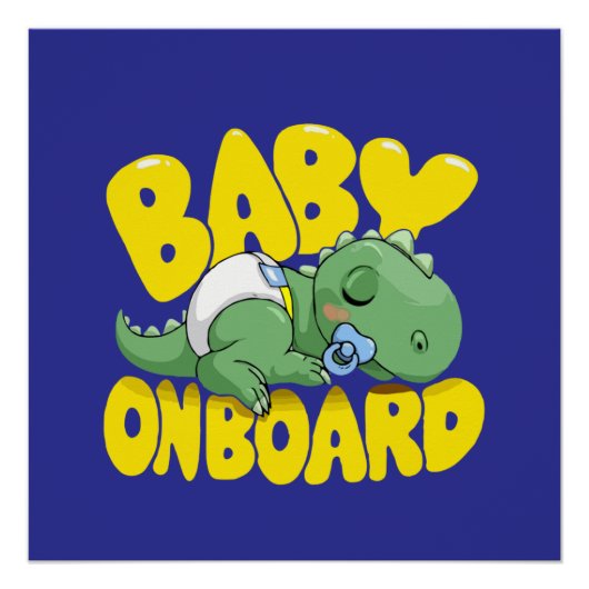 Niedliches Dinosaurier Baby an Bord Auto Decal | S Poster (Vorderseite)
