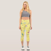 Niedliches Dinosaurier-Cartoon Capri Leggings (Vorderseite)