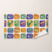 Niedliches Dinosaurier Collage Pattern - Spaß & Sp Badhandtuch Set (Handtuch)