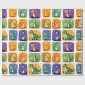 Niedliches Dinosaurier Collage Pattern - Spaß & Sp Geschenkpapier (Flach)