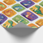 Niedliches Dinosaurier Collage Pattern - Spaß & Sp Geschenkpapier (Ecke)