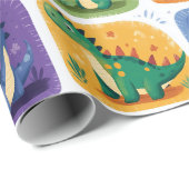 Niedliches Dinosaurier Collage Pattern - Spaß & Sp Geschenkpapier (Rolleneckpunkt)