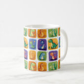 Niedliches Dinosaurier Collage Pattern - Spaß & Sp Kaffeetasse (VorderseiteRechts)