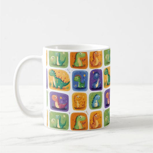 Niedliches Dinosaurier Collage Pattern - Spaß & Sp Kaffeetasse (Links)