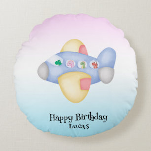 Niedliches Dinosaurier-Flugzeug Student Kindergebu Rundes Kissen