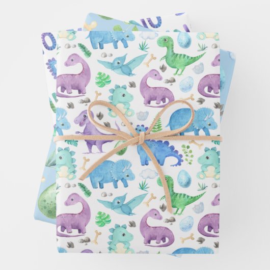 Niedliches Dinosaurier-Geschenk Geschenkpapier Set (Beispiel)