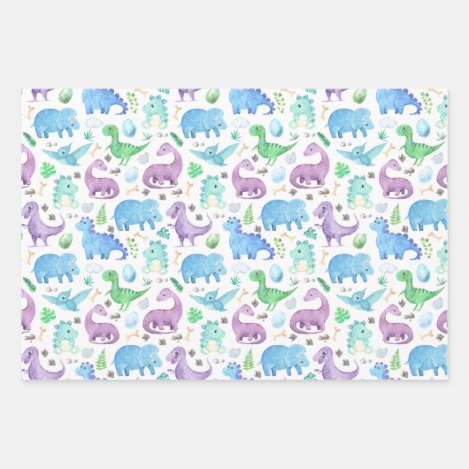 Niedliches Dinosaurier-Geschenk Geschenkpapier Set (Vorderseite)