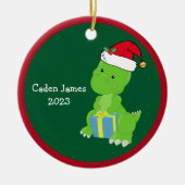 Niedliches Dinosaurier Kinder Weihnachtsgeschenk Keramik Ornament (Vorne)