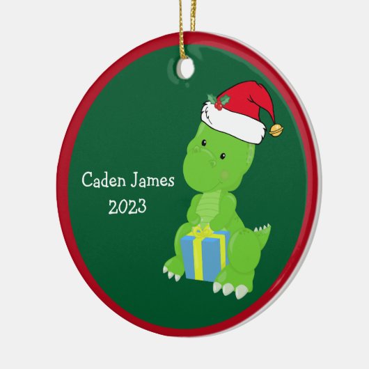 Niedliches Dinosaurier Kinder Weihnachtsgeschenk Keramik Ornament (Links)