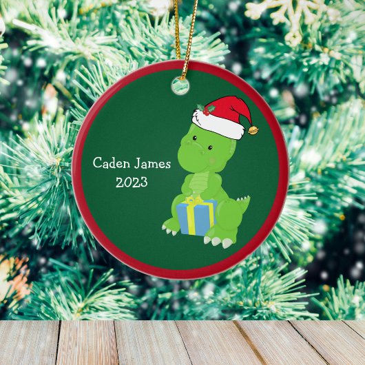 Niedliches Dinosaurier Kinder Weihnachtsgeschenk Keramik Ornament