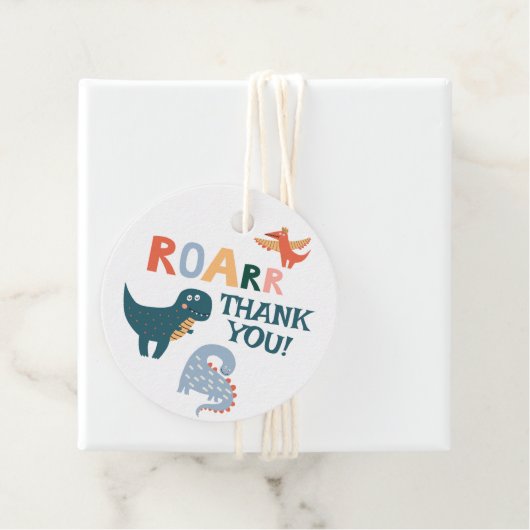 Niedliches Dinosaurier-Kindergeburtstag-Party Geschenkanhänger (Beispiel)