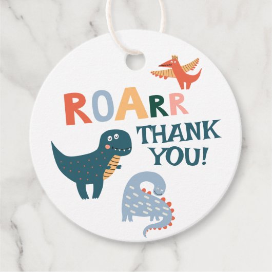 Niedliches Dinosaurier-Kindergeburtstag-Party Geschenkanhänger (Vorderseite)