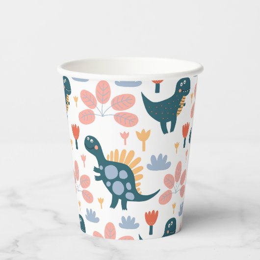 Niedliches Dinosaurier-Kindergeburtstag-Party Pappbecher (Rückseite)