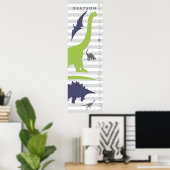 Niedliches Dinosaurier-Kinderzimmer-Wachstumstabel Poster (Heimbüro)