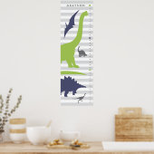 Niedliches Dinosaurier-Kinderzimmer-Wachstumstabel Poster (Küche)