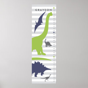 Niedliches Dinosaurier-Kinderzimmer-Wachstumstabel Poster