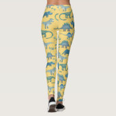 Niedliches Dinosaurier-Muster auf Gelb Leggings (Rückseite)