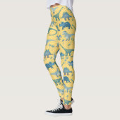 Niedliches Dinosaurier-Muster auf Gelb Leggings (Links)