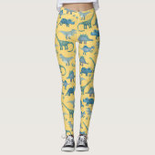 Niedliches Dinosaurier-Muster auf Gelb Leggings (Vorderseite)