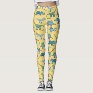 Niedliches Dinosaurier-Muster auf Gelb Leggings