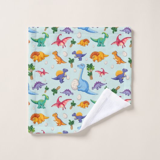 Niedliches Dinosaurier-Muster Badhandtuch Set (Waschlappen)