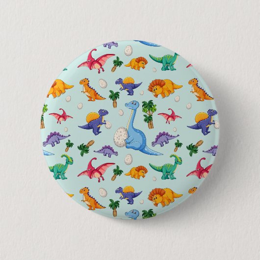 Niedliches Dinosaurier-Muster Button (Vorderseite)