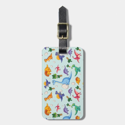 Niedliches Dinosaurier-Muster Gepäckanhänger (Vorderseite vertikal)