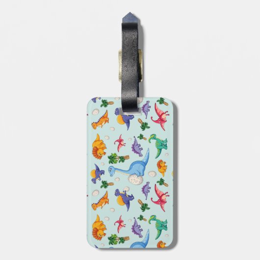 Niedliches Dinosaurier-Muster Gepäckanhänger (Rückseite vertikal)