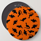 Niedliches Dinosaurier-Muster in Orange Button (Vorne & Hinten)
