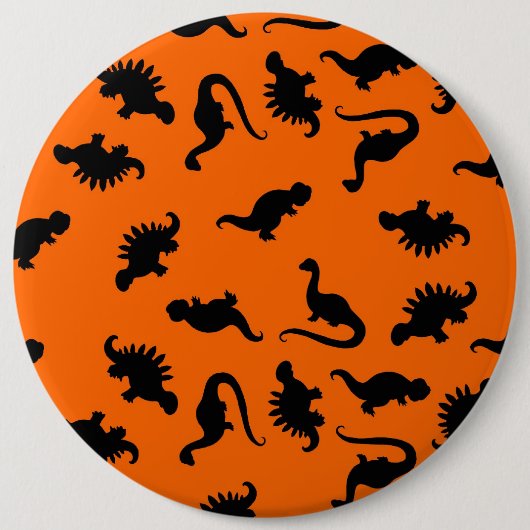 Niedliches Dinosaurier-Muster in Orange Button (Vorderseite)