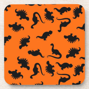 Niedliches Dinosaurier-Muster in Orange Getränkeuntersetzer