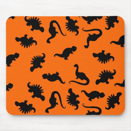 Niedliches Dinosaurier-Muster in Orange Mousepad (Vorne)