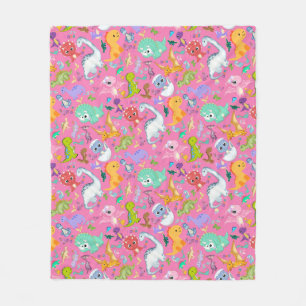Niedliches Dinosaurier-Muster in rosa Fleecedecke