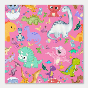 Niedliches Dinosaurier-Muster in rosa Tapete