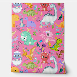 Niedliches Dinosaurier-Muster in rosa | Tapete