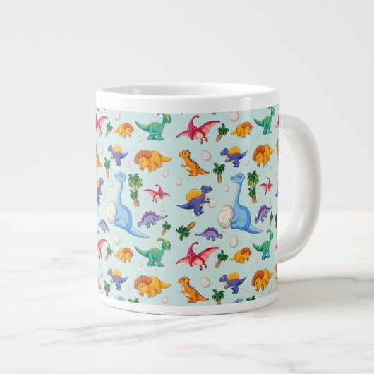 Niedliches Dinosaurier-Muster Jumbo-Tasse (Vorderseite Rechts)