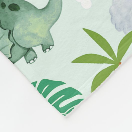 Niedliches Dinosaurier Muster Kids Monogramm Fleecedecke (Ecke)