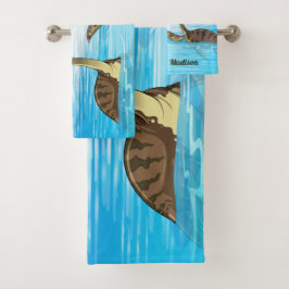 Niedliches Dinosaurier-Name-Tuch-Set Badhandtuch Set