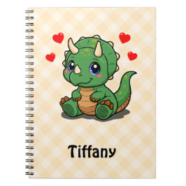 Niedliches Dinosaurier-Notebook - Name hinzufügen Notizblock
