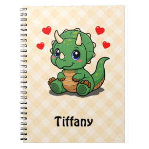 Niedliches Dinosaurier-Notebook - Name hinzufügen Notizblock