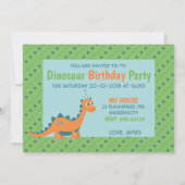 Niedliches Dinosaurier Party Geburtstagskuchen Car Einladung (Rückseite)